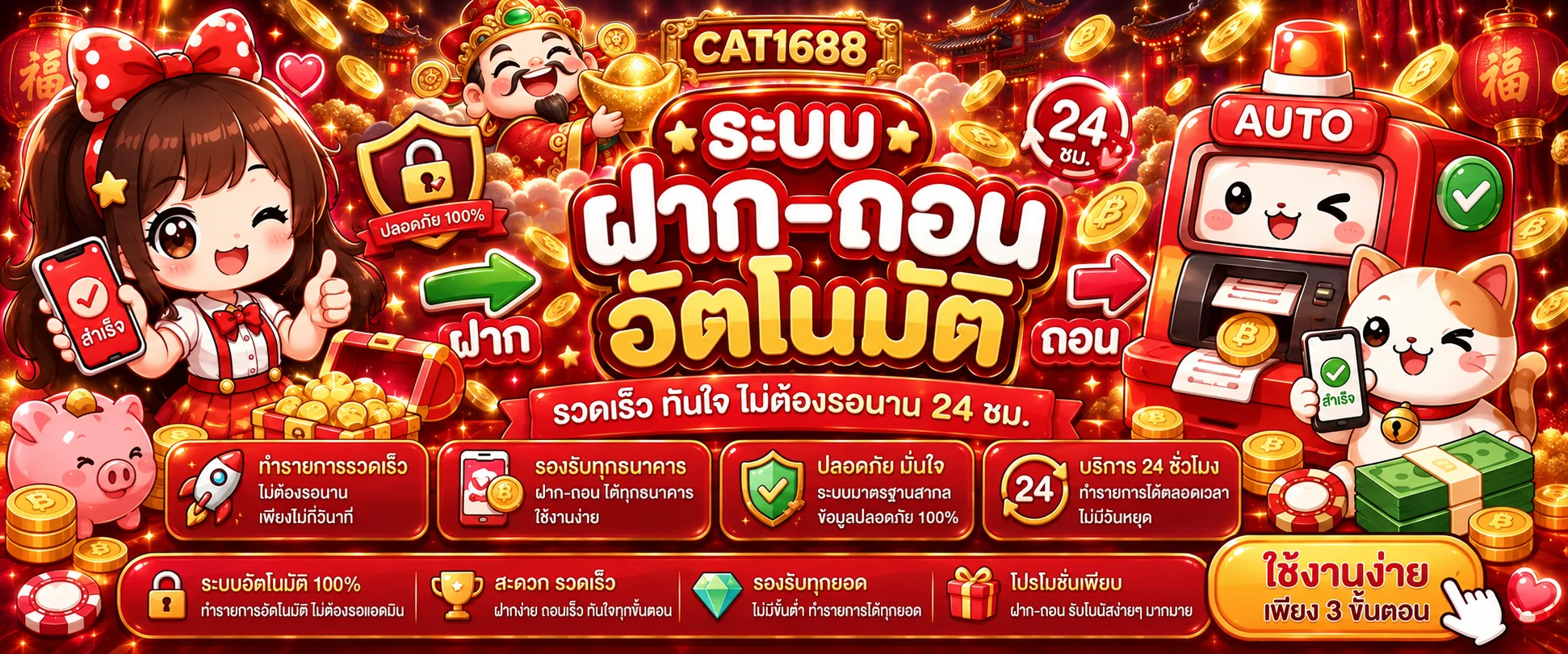 ระบบ CAT1688 ฝากถอนออโต้และความปลอดภัย